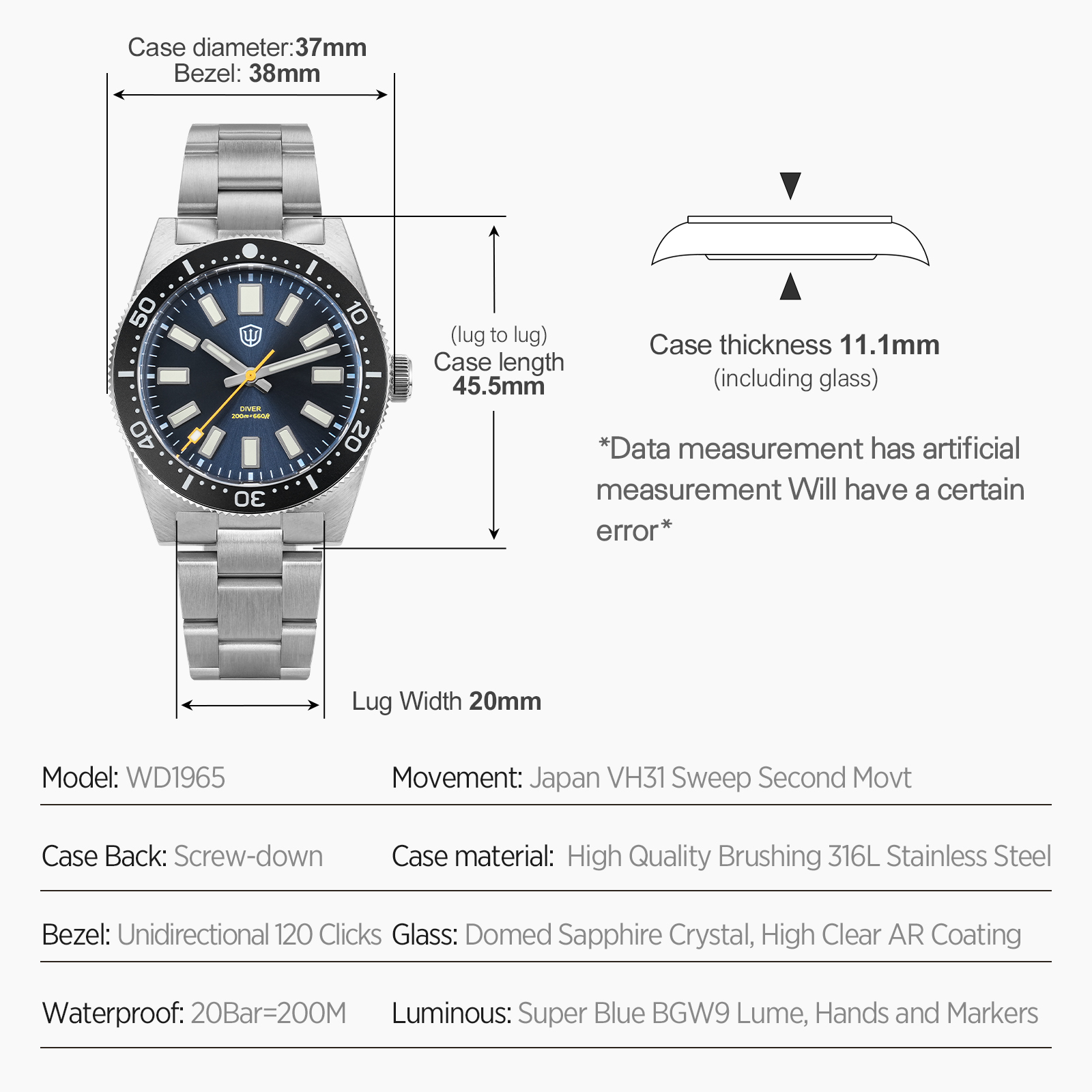 Jam Tangan Pria Watchdives 37M - Jewelry And Watches ulasan dan harga